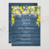 Invitation Chaîne de bois bleu Fête des mariées citrons (Devant / Derrière)