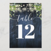 Invitation Chaîne de bois bleu Lumières Verdure Numéro de tab (Dos)