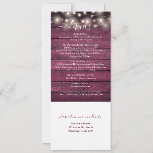 Invitation Chaîne De Bois Bourgogne Éclairage Tout En Un Mari (Dos)