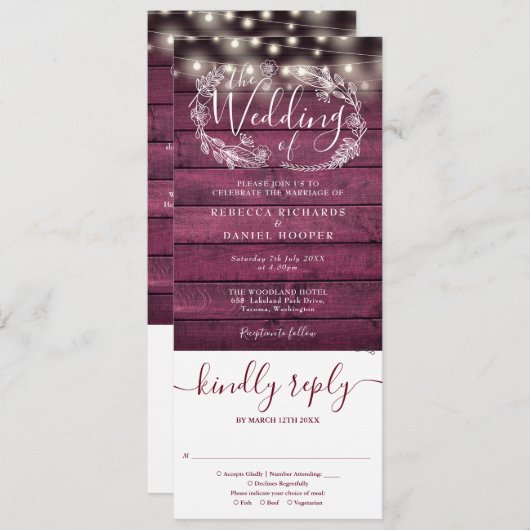 Invitation Chaîne De Bois Bourgogne Éclairage Tout En Un Mari (Devant / Derrière)