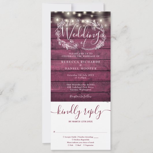 Invitation Chaîne De Bois Bourgogne Éclairage Tout En Un Mari (Devant)