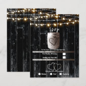 Invitation Chaîne de bois noir éclairs baril mariage RSVP (Devant / Derrière)