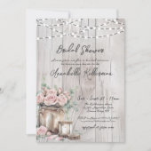 Invitation Chaîne de bois rustique éclaire la Fête des mariée (Devant)