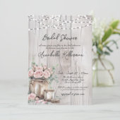 Invitation Chaîne de bois rustique éclaire la Fête des mariée (Debout devant)