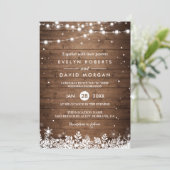 Invitation Chaîne de bois rustique Lumières Flocon de neige M (Debout devant)