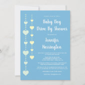 Invitation Chaîne de Coeurs Blue Drive Par Baby Boy Shower (Devant)
