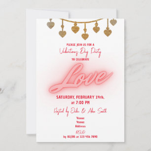 Invitation Chaîne de cœurs d'amour pour la fête de la Saint-V