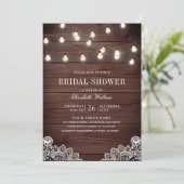 Invitation Chaîne de dentelle en bois - Photo QR Code Fête de (Debout devant)