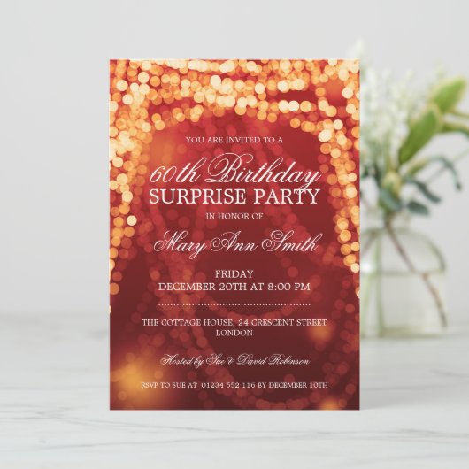 Invitation Chaîne de fête d'anniversaire Surveday Lights Gold (Debout devant)