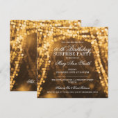 Invitation Chaîne de fête d'anniversaire Surveday Lights Gold (Devant / Derrière)