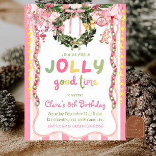 Invitation Chaîne de fête fantaisiste rose pour anniversaire