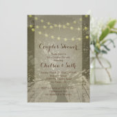 Invitation Chaîne de lumières Arrière - plan rustique (Debout devant)