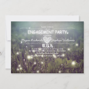 Invitation chaîne de lumières lucioles fête d'engagement rust
