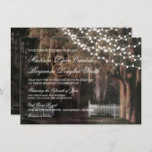 Invitation Chaîne de lumières Mariage de chêne rustique Invit (Devant / Derrière)