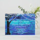 Invitation Chaîne de lumières Oak Tree Blue Wedding Invite (Debout devant)