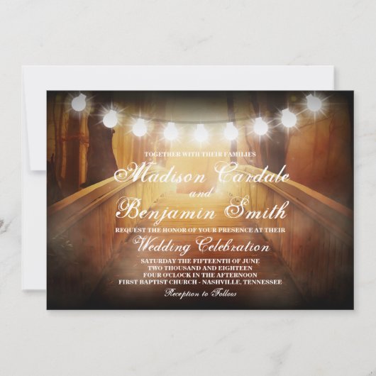 Invitation Chaîne de lumières Rustic Bridge Wedding Invitatio (Devant)