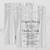 Invitation Chaîne de lumières sur la douche blanche Satin Cou (Devant / Derrière)