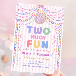 Invitation Chaîne de papier pastel Disco Two Much Fun 2e anni
