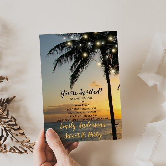 Invitation Chaîne de plage d'été Coucher de soleil doux 16 An