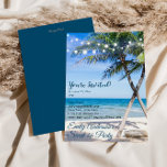 Invitation Chaîne de plage Léger Palm Tree Sweet 16 Anniversa<br><div class="desc">Cette invitation à la fête d'anniversaire Sweet 16 présente un élégant design de plage d'été avec un magnifique palmier et des lampes à cordes étincelantes. Cet article est affiché sur papier standard, mais peut être customisé à n'importe quel papier couleur que vous souhaitez. Il y a de nombreuses options pour...</div>