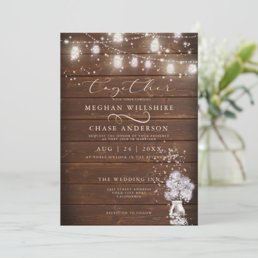 Invitation Chaîne de pot Mason rustique éclaire laBrideBarefo (Debout devant)