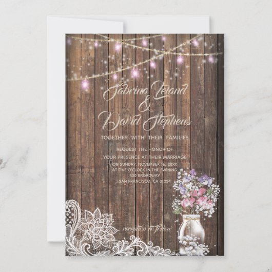 Invitation Chaîne de pot Mason rustique éclaire laBrideBarefo (Devant)