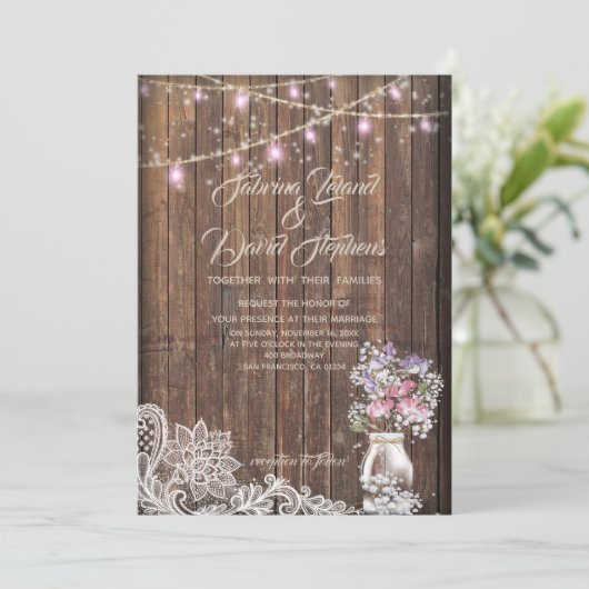 Invitation Chaîne de pot Mason rustique éclaire laBrideBarefo (Debout devant)