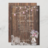 Invitation Chaîne de pot Mason rustique éclaire laBrideBarefo (Devant / Derrière)