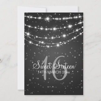 Invitation Chaîne de sweet sixteen Sparkling Party Noir