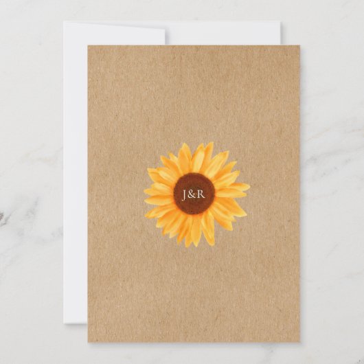 Invitation Chaîne de tournesol éclatant Rustique Mariage Kraf (Dos)