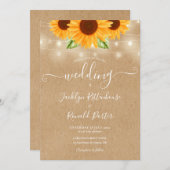 Invitation Chaîne de tournesol éclatant Rustique Mariage Kraf (Devant / Derrière)