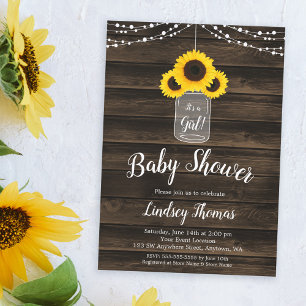 Invitation Chaîne de tournesol rustique illumine Baby shower