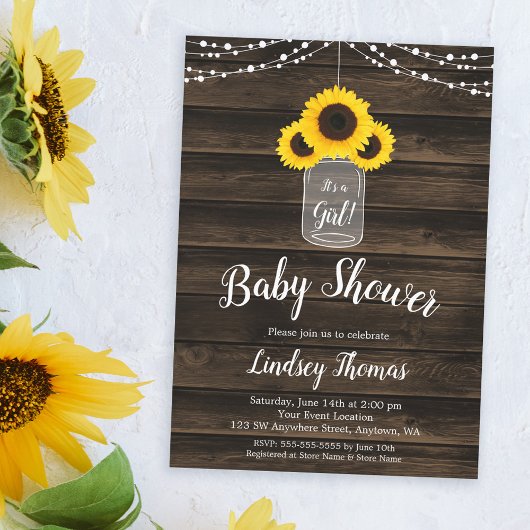 Invitation Chaîne de tournesol rustique illumine Baby shower 