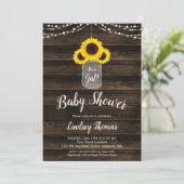 Invitation Chaîne de tournesol rustique illumine Baby shower  (Debout devant)