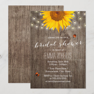 Invitation Chaîne de tournesol rustique illumine Fête des mar