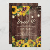 Invitation Chaîne de tournesol rustique Lumière 16e anniversa (Devant / Derrière)