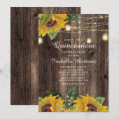 Invitation Chaîne de tournesol rustique Lumière Surprise Quin (Devant / Derrière)
