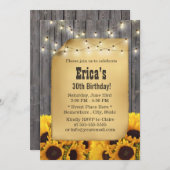 Invitation Chaîne de tournesol rustique Lumières Grange Bois  (Devant / Derrière)