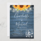 Invitation Chaîne de tournesols Lumières Mason Jars Mariage b (Devant)