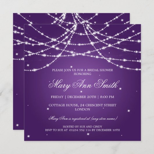 Invitation Chaîne d'éclaboussures de Fête de l'mariée élégant (Devant / Derrière)