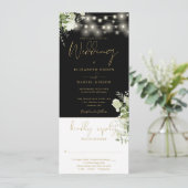 Invitation Chaîne éclaire Floral Noir Or Tout en un Mariage (Debout devant)