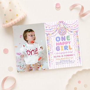 Invitation Chaîne en papier d'une fille heureuse pour une fêt