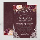 Invitation Chaîne Florale Bourgogne illuminant Thanksgiving D (Devant / Derrière)