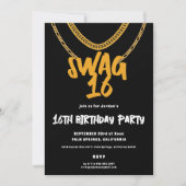 Invitation Chaîne Gold | Swag 16 Anniversaire (Devant)