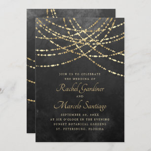 Invitation Chaîne Lights Black Gold Mariage