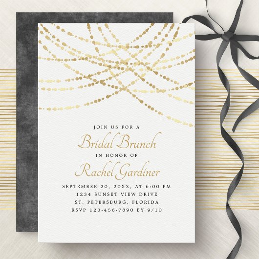 Invitation Chaîne Lights Gold Elegant Bridal Brunch