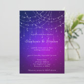 Invitation Chaîne Lights QR Code Mariage bleu violet (Debout devant)