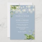 Invitation Chaîne Lights Verdure Dusty Blue Photo Mariage (Devant)