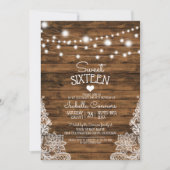 Invitation Chaîne Lumière Bois et dentelle Sweet 16 Partie (Devant)