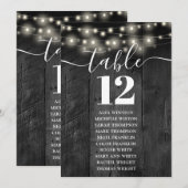 Invitation Chaîne Lumière Bois Noir Tableau Numéro de siège (Devant / Derrière)